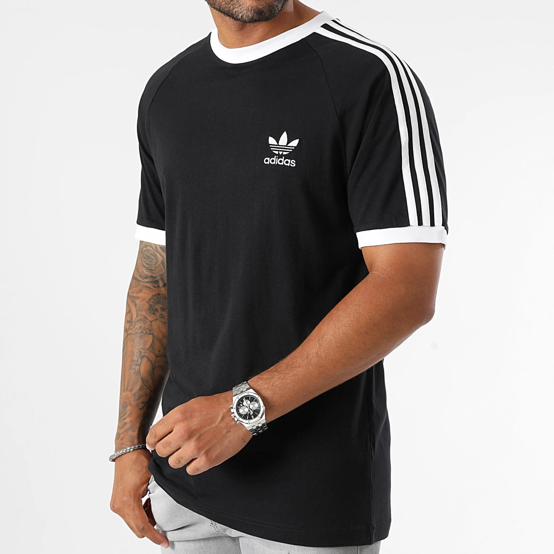 Tee Shirt A Bandes 3 Stripes IA4845 Noir – Image 3