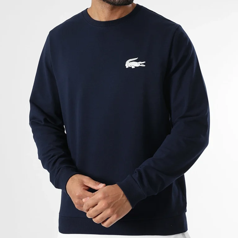 Sweat Crewneck Logo Crocodile Bleu Marine