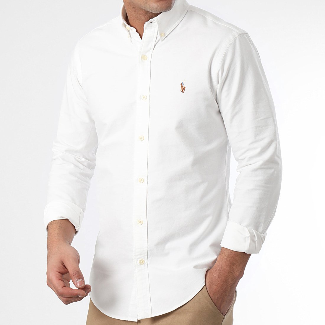 Chemise Manches Longues Slim Oxford Blanc