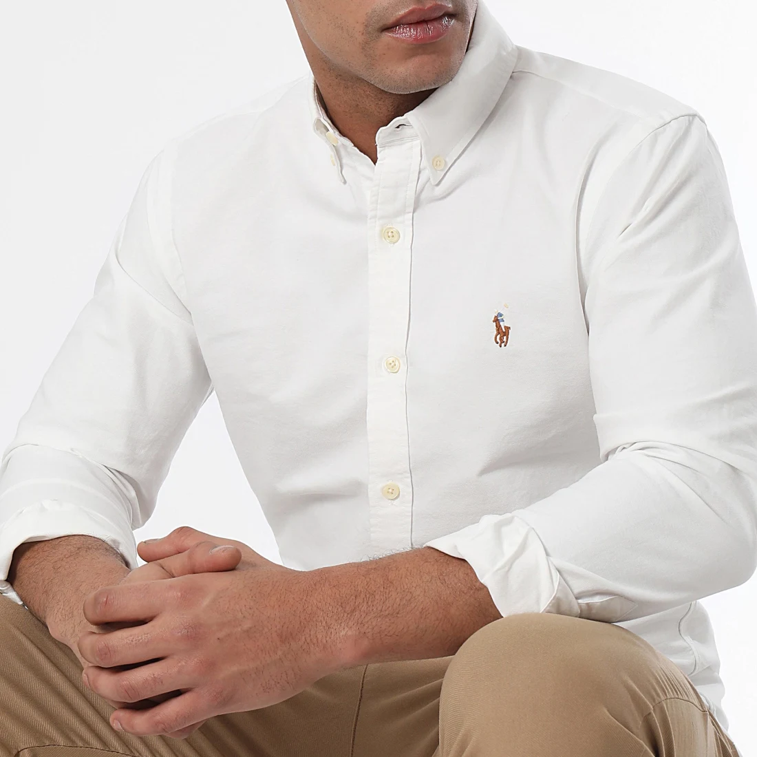 Chemise Manches Longues Slim Oxford Blanc – Image 3